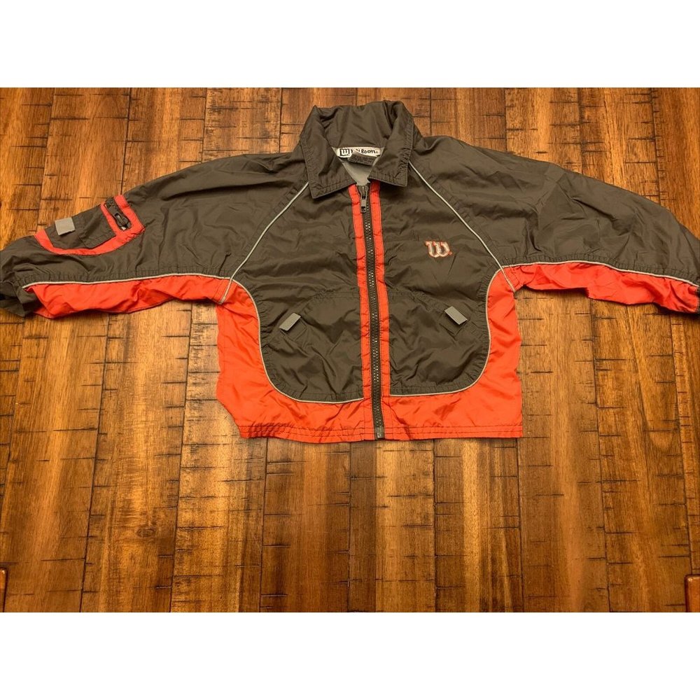 Wilson 3t Zip Up Pocketed Jacket Toddler Windbreaker Orange Gray Nylon